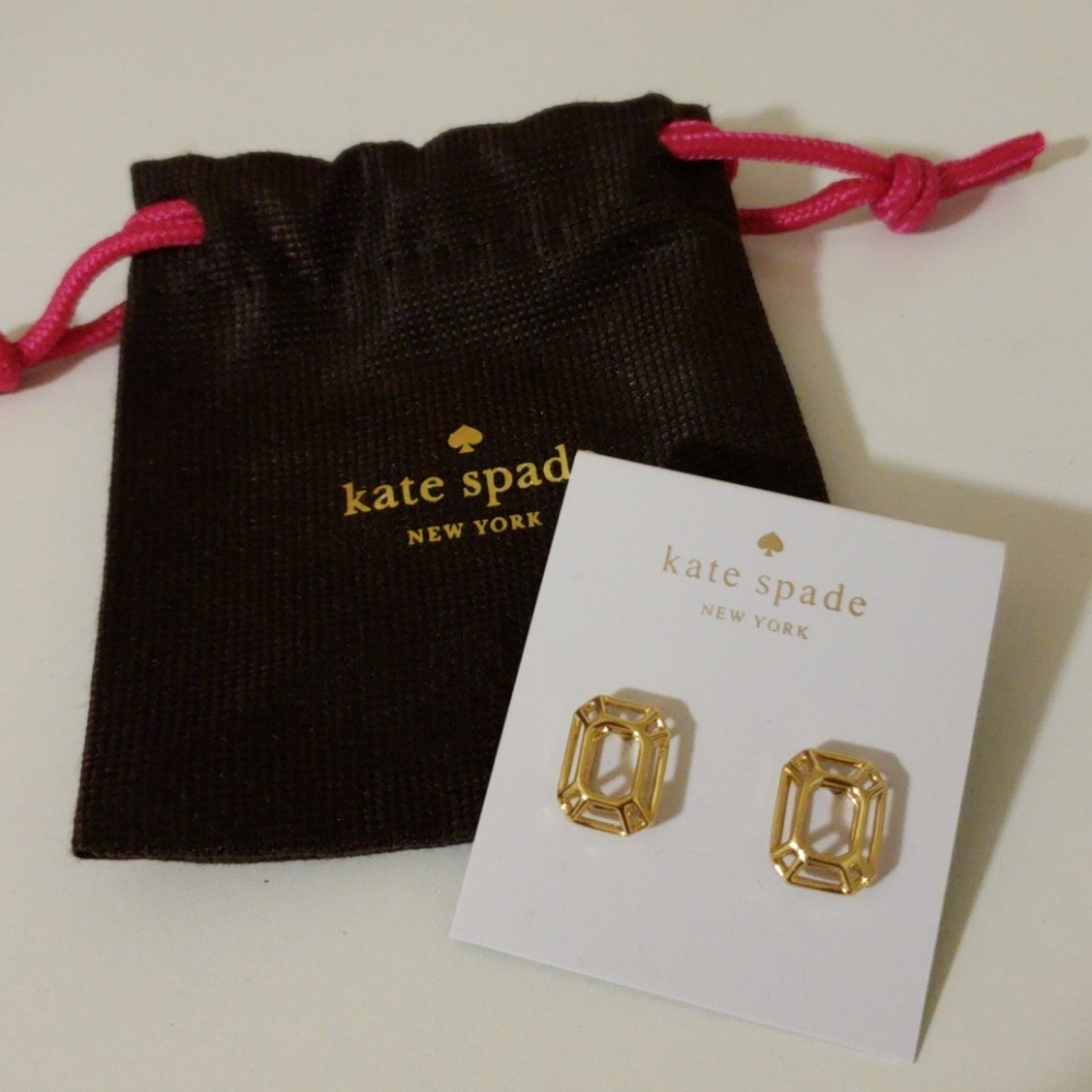 Kate Spade freeze framed gold earrings NWT